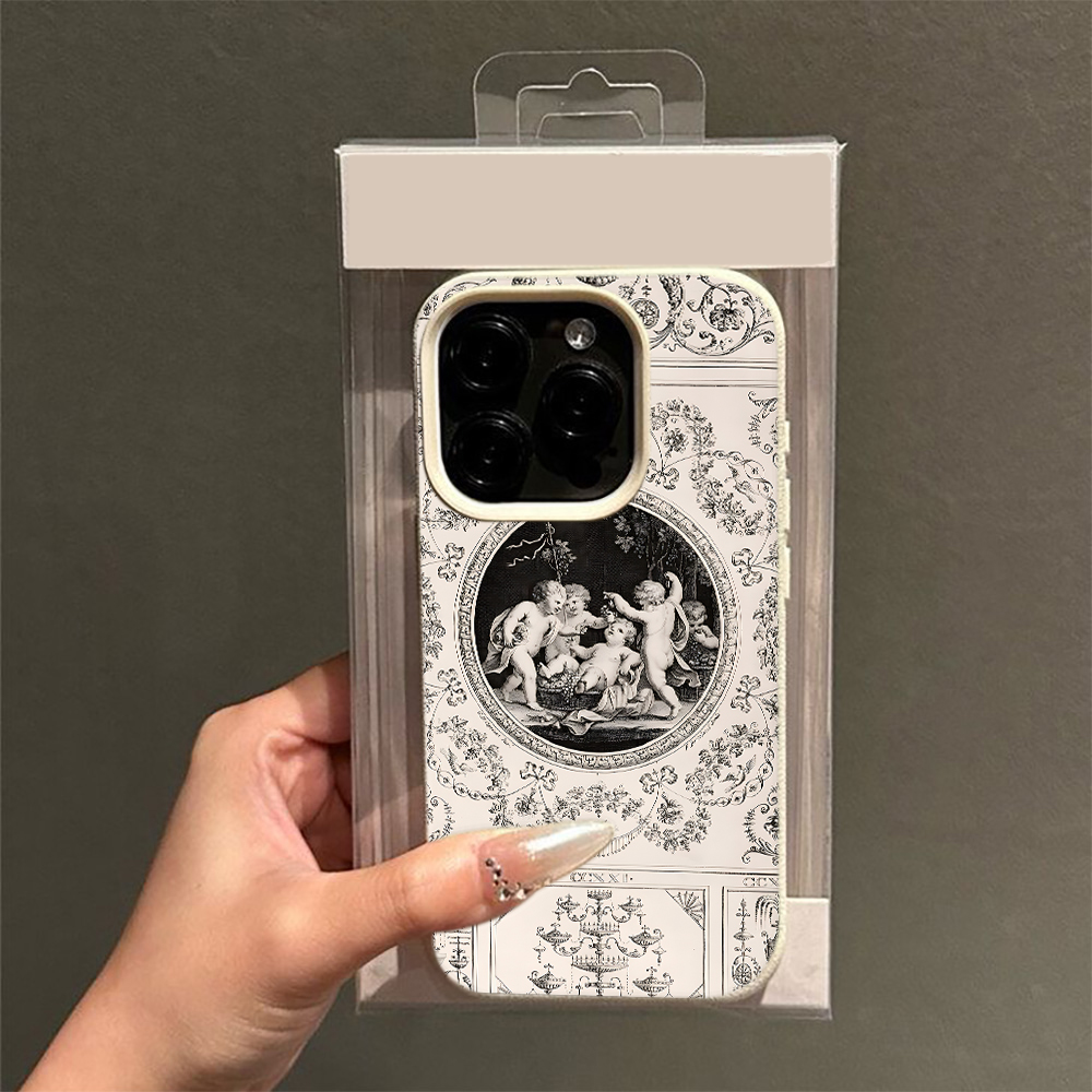 Vintage Floral Pattern Soft Case - Vintage Barok Melek Desenli Vintage Telefon