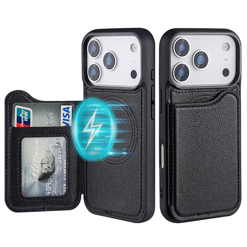 Leather Wallet Card Holder Phone Cover - iPhone 17 Air, 16, 15 Plus,