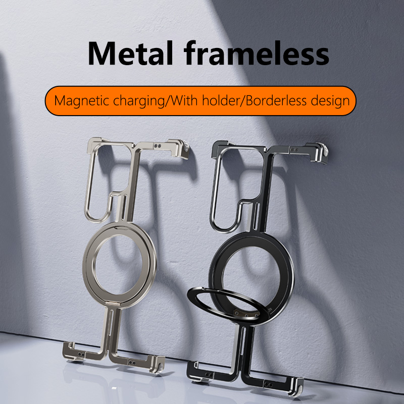Metal Bumper Aluminum Frame Case - Metal Çerçevesiz Manyetik Tutucu Telefon Kılıfı