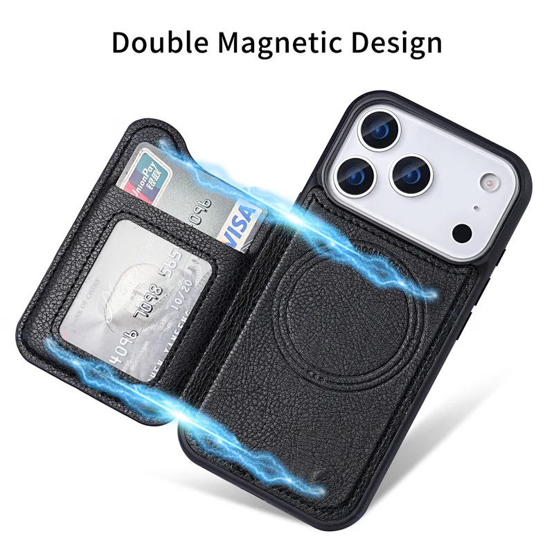 iPhone 17 Air, 16, 15 Plus, 14 - Leather Wallet Card Holder Phone Cover incelemesi ve fiyatı