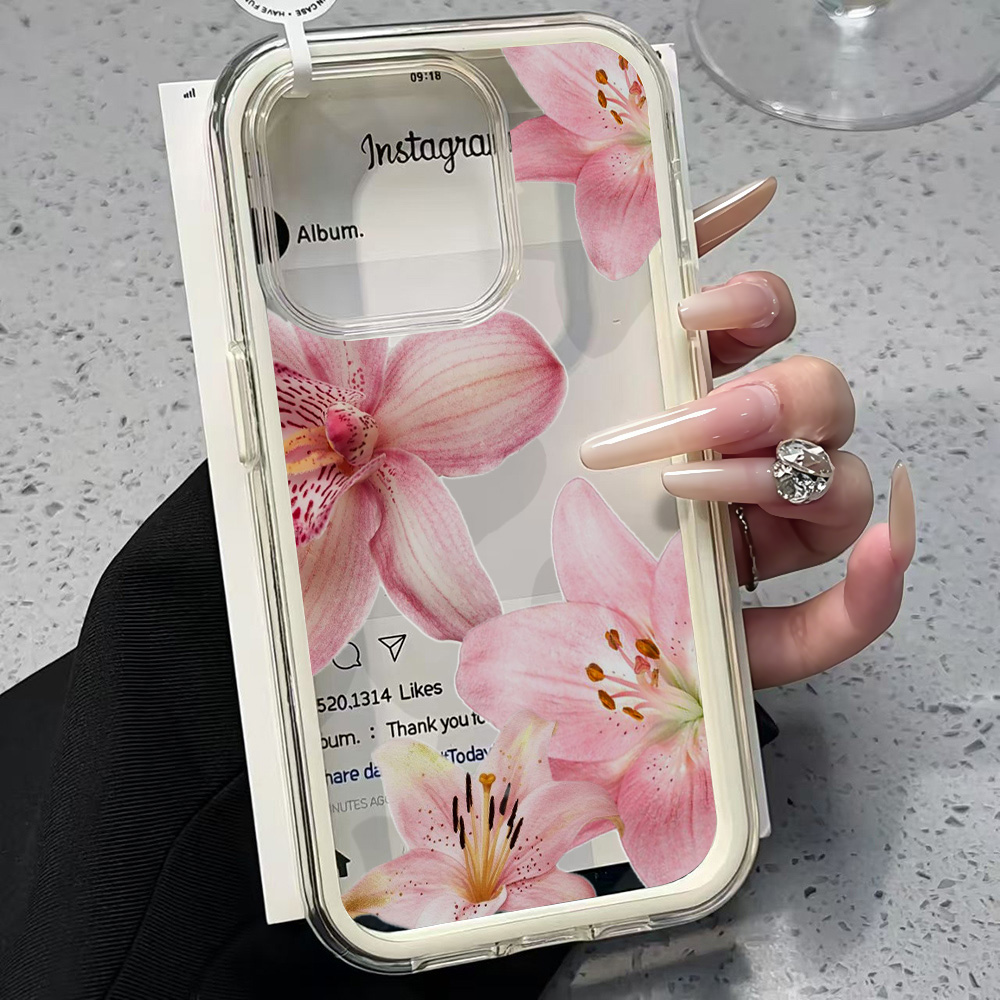 Pembe Zambak Çiçeği Şeffaf Tel - Clear Shockproof Bumper Case incelemesi ve fiyatı