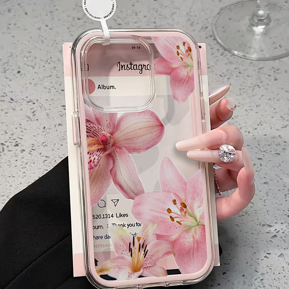 Pembe Zambak Çiçeği Şeffaf Tel - Clear Shockproof Bumper Case incelemesi ve fiyatı
